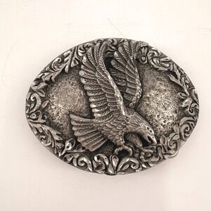 EGE 1993 Vintage Pewter Eagle Belt Buckle – Made in USA Patriotic Western